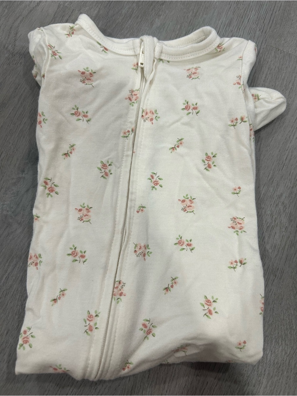 BAMBOO White Floral Zip Baby Sleep Sack with Pink Roses